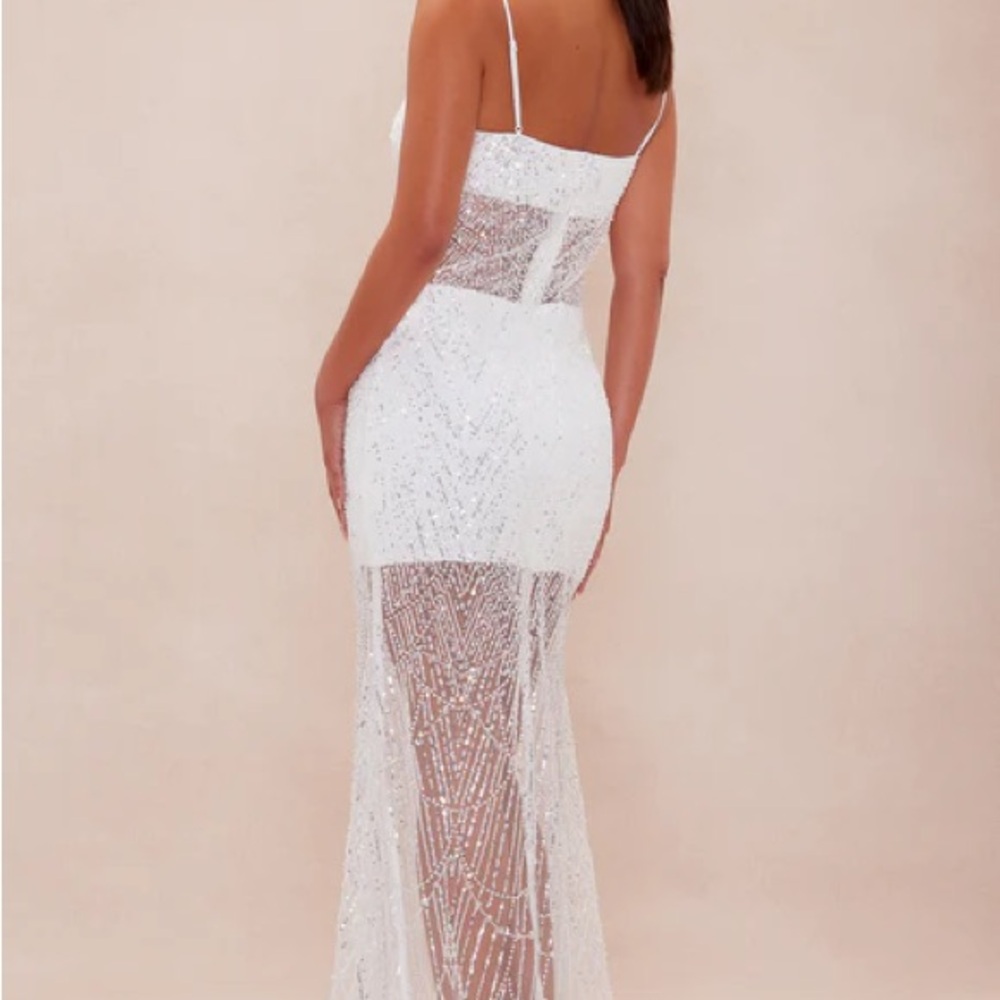 Fashion Nova Strapless White Sequin Dress - Picture 2 of 4